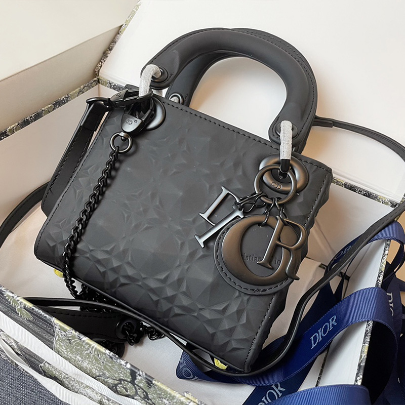 Mini Lady Dior Bag Ultramatte Frosted Cannage Calfskin Black