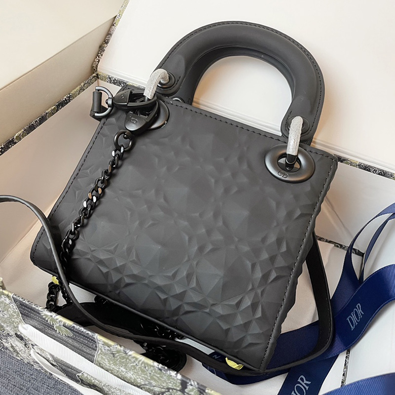 Mini Lady Dior Bag Ultramatte Frosted Cannage Calfskin Black