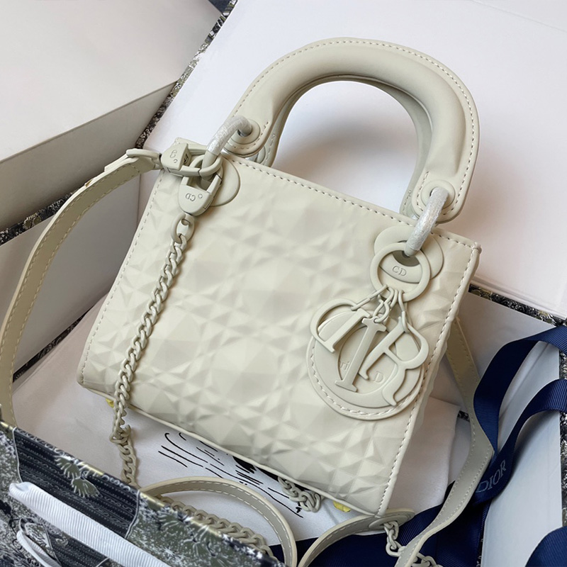 Mini Lady Dior Bag Ultramatte Frosted Cannage Calfskin White
