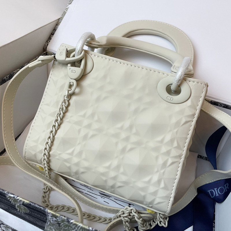 Mini Lady Dior Bag Ultramatte Frosted Cannage Calfskin White