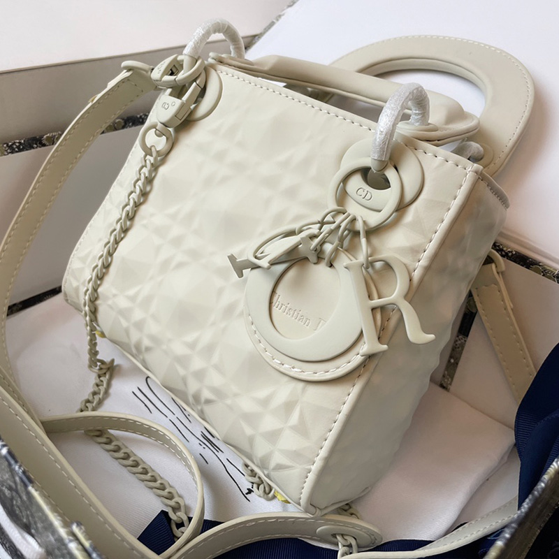 Mini Lady Dior Bag Ultramatte Frosted Cannage Calfskin White