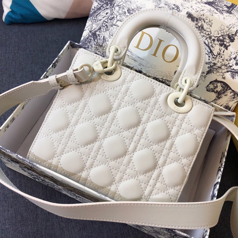 Lady Dior My ABCDior Bag Ultramatte Cannage Calfskin White