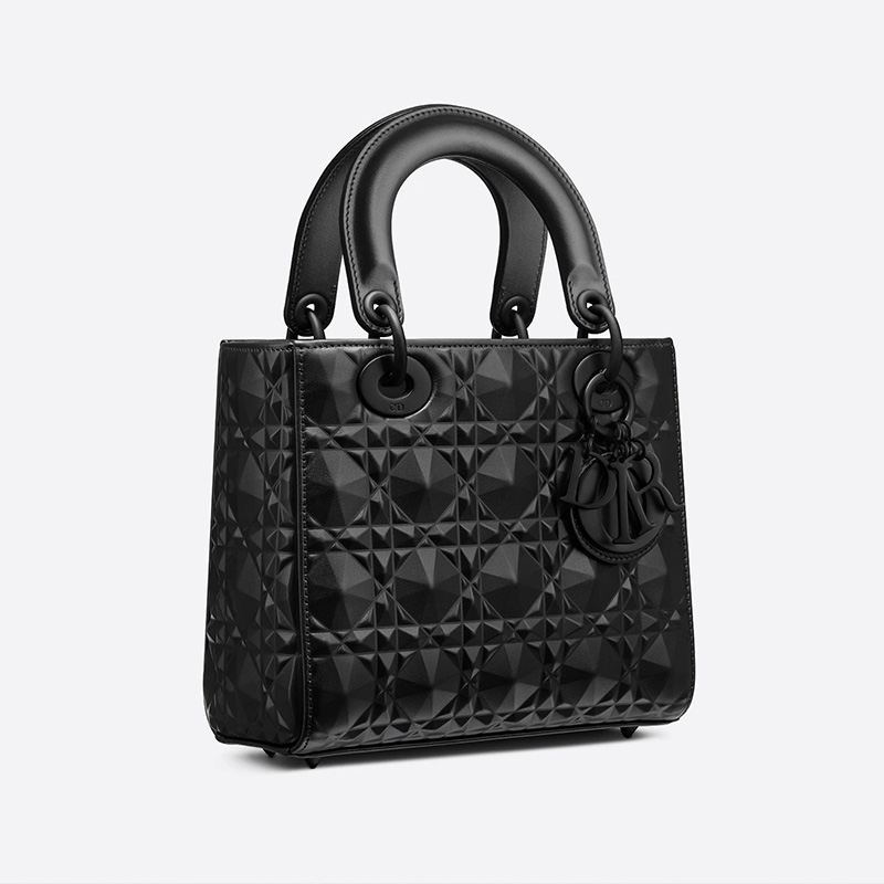 Lady Dior My ABCDior Bag Ultramatte Cannage Calfskin with Diamond Motif Black