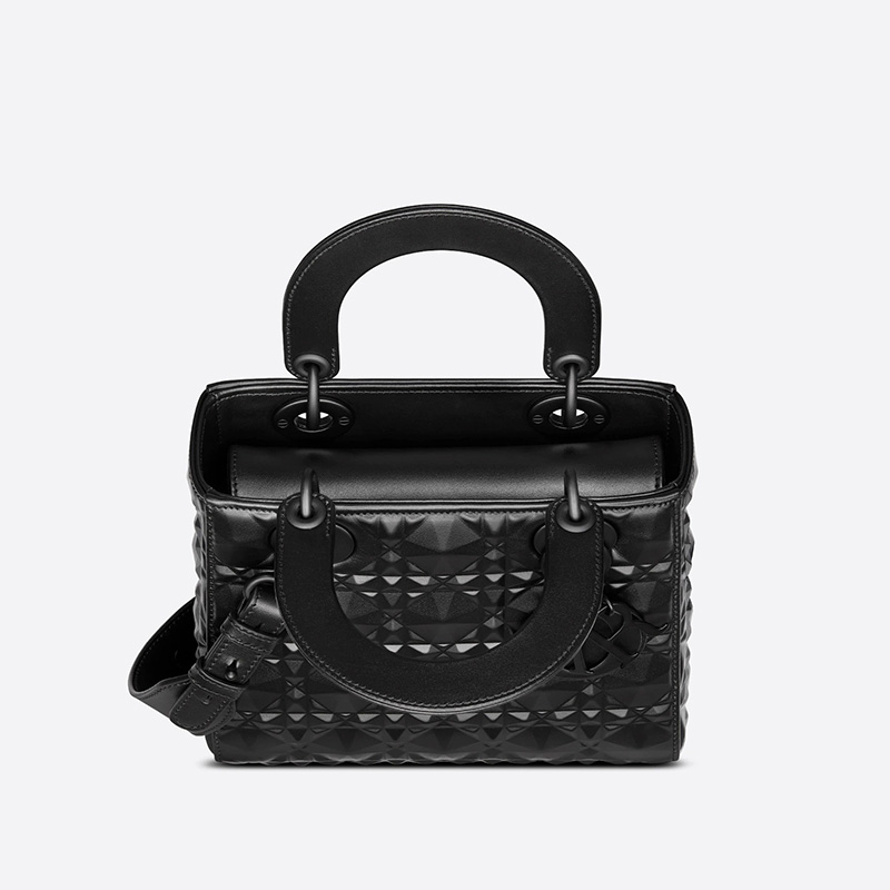 Lady Dior My ABCDior Bag Ultramatte Cannage Calfskin with Diamond Motif Black