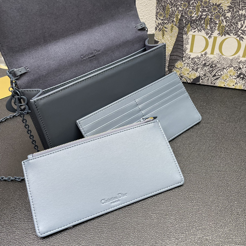 Lady Dior Pouch Ultramatte Cannage Lambskin with Diamond Motif Blue