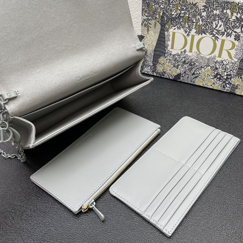 Lady Dior Pouch Ultramatte Cannage Lambskin with Diamond Motif Grey