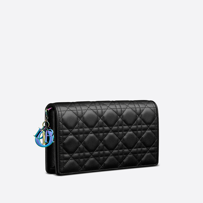 Lady Dior Pouch Emblematic Cannage Lambskin Black