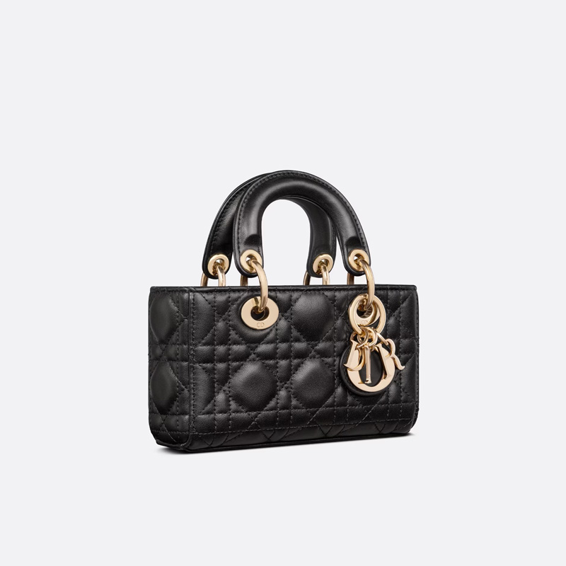 Micro Lady D-Joy Bag Cannage Lambskin Black