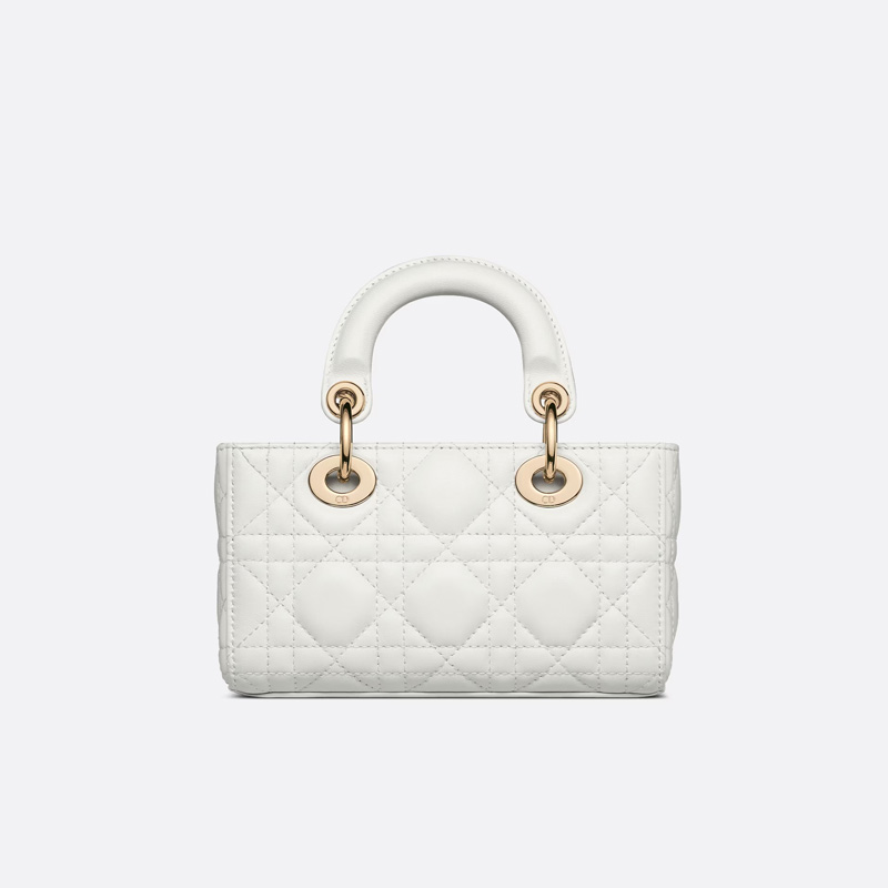 Micro Lady D-Joy Bag Cannage Lambskin White