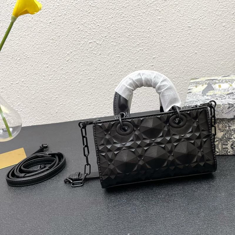 Micro Lady D-Joy Bag Ultramatte Cannage Calfskin with Diamond Motif Black