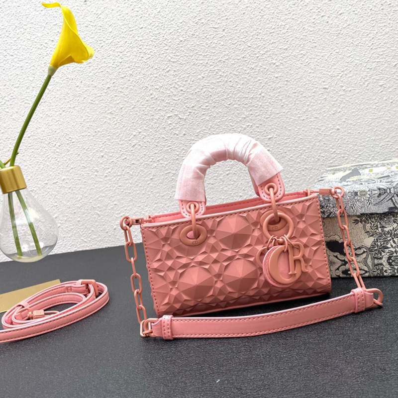 Micro Lady D-Joy Bag Ultramatte Cannage Calfskin with Diamond Motif Pink