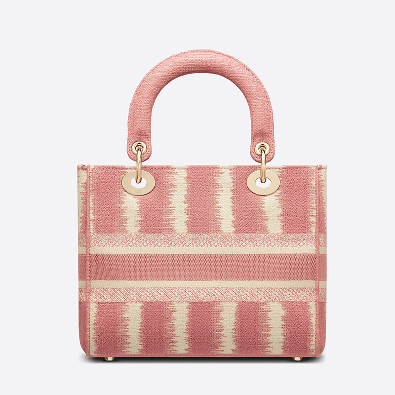 Medium Lady D-lite Bag D-Stripes Motif Canvas Pink