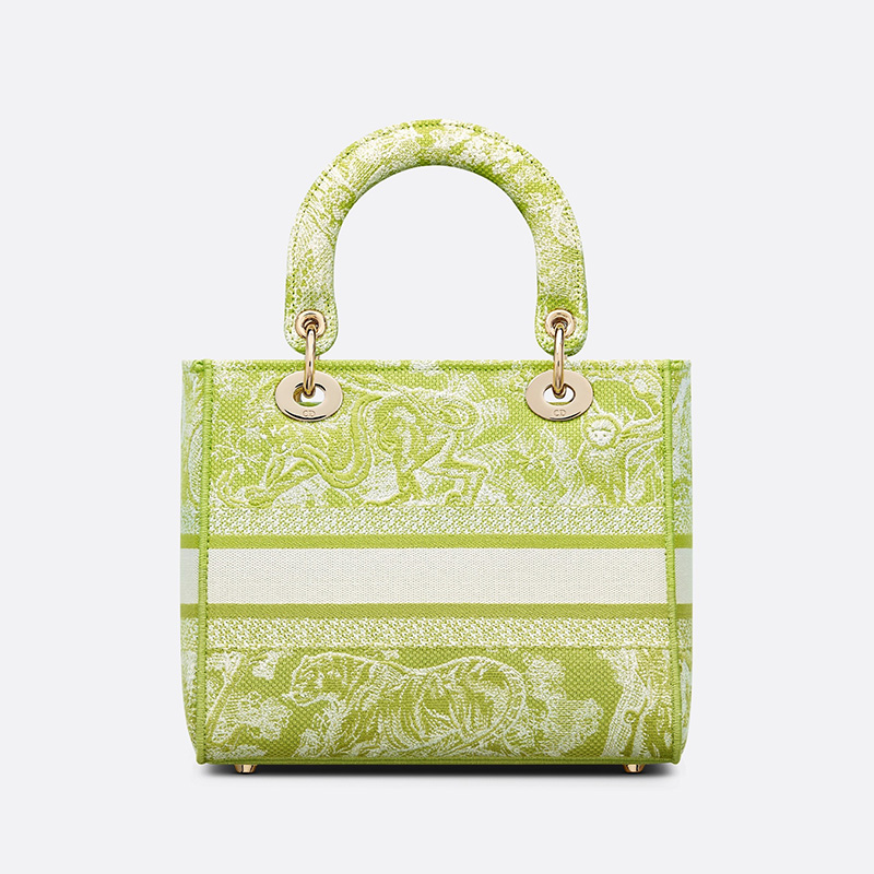 Medium Lady D-lite Bag Toile de Jouy Motif Canvas Lemon