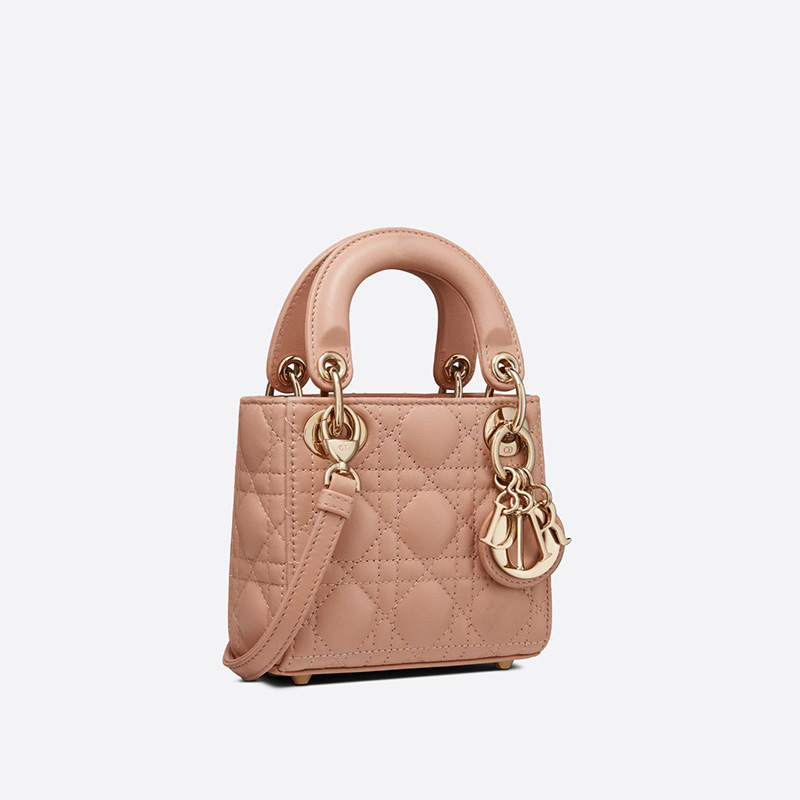 Micro Lady Dior Bag Cannage Lambskin Apricot