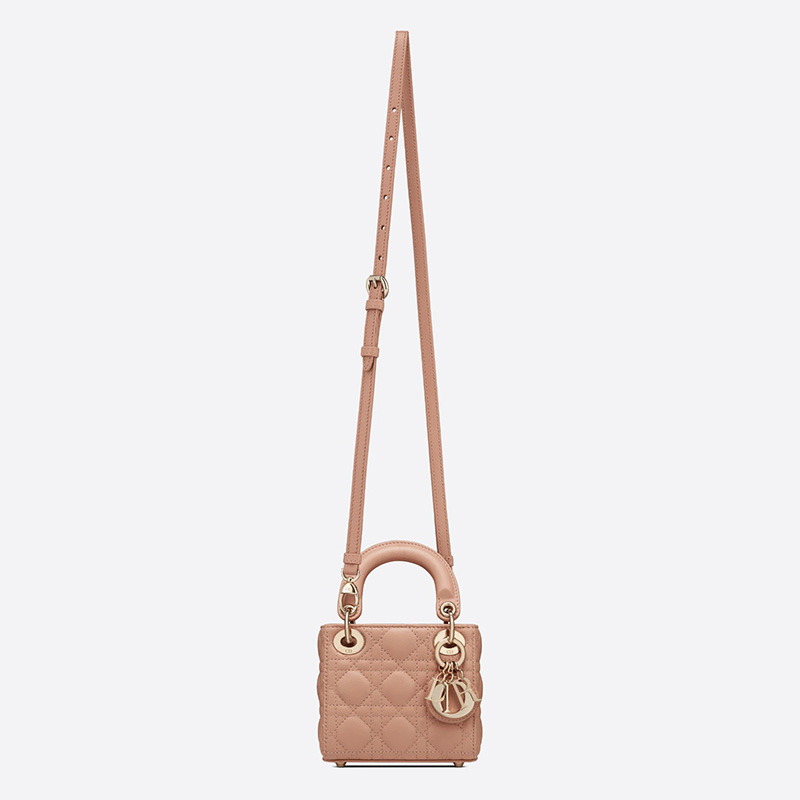 Micro Lady Dior Bag Cannage Lambskin Apricot