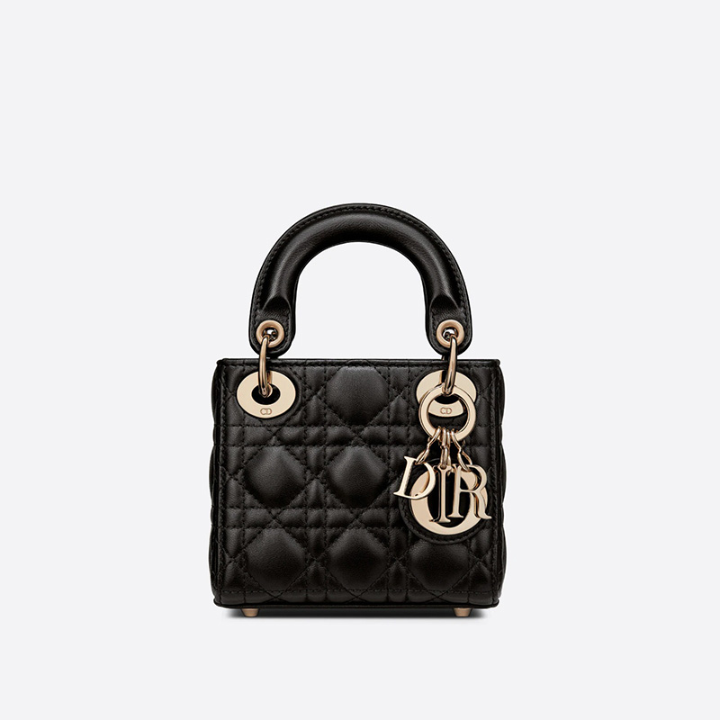 Micro Lady Dior Bag Cannage Lambskin Black