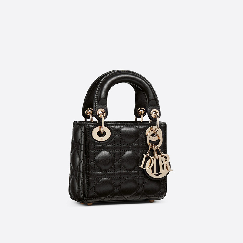 Micro Lady Dior Bag Cannage Lambskin Black