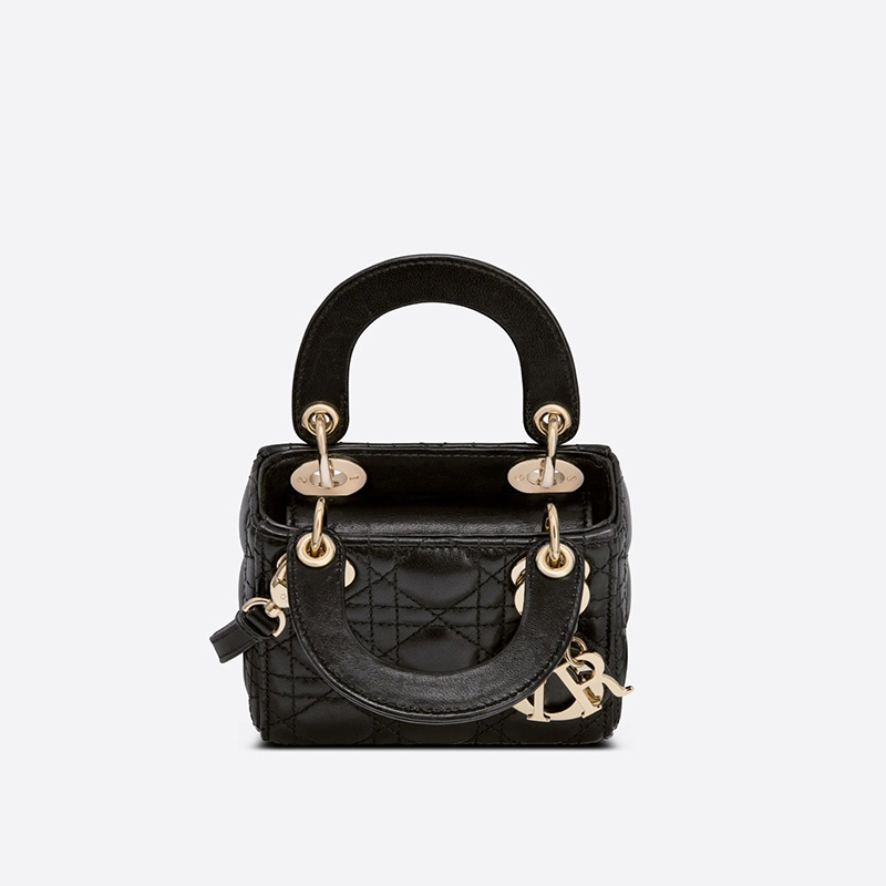 Micro Lady Dior Bag Cannage Lambskin Black