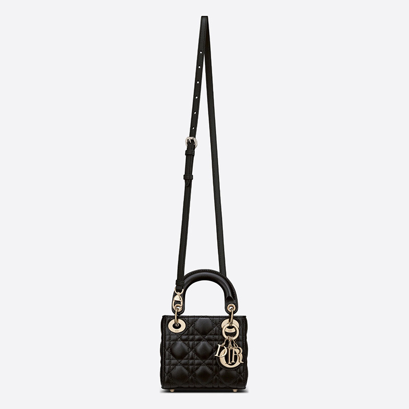 Micro Lady Dior Bag Cannage Lambskin Black