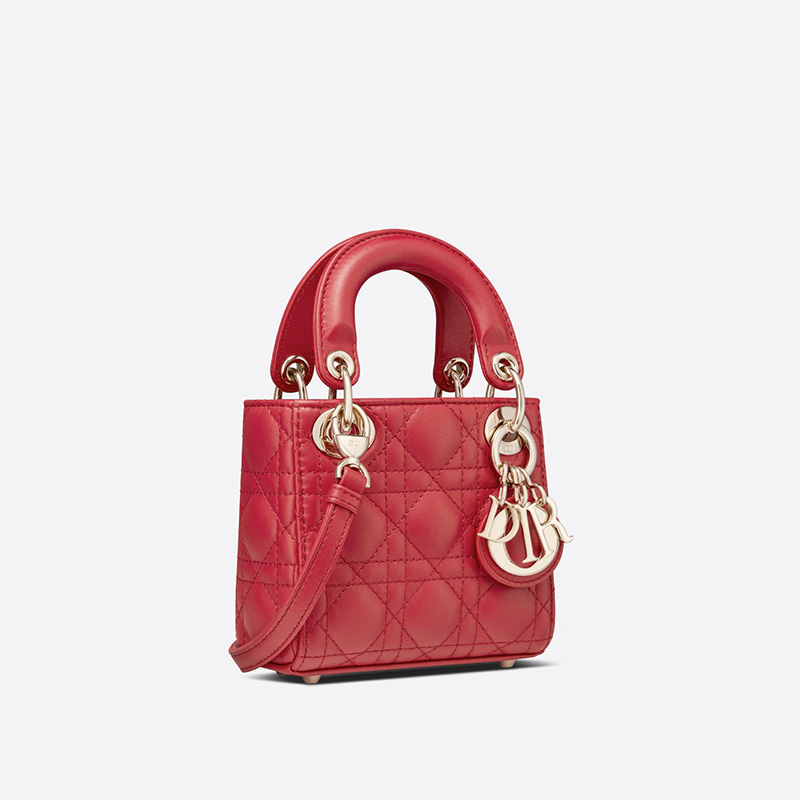 Micro Lady Dior Bag Cannage Lambskin Red