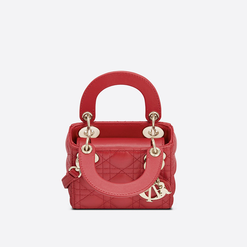 Micro Lady Dior Bag Cannage Lambskin Red