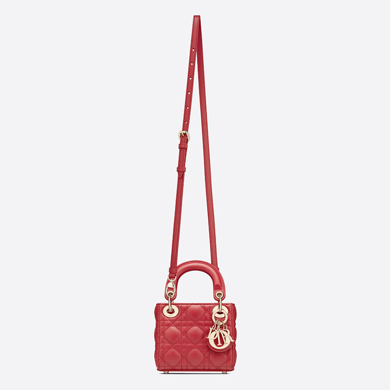 Micro Lady Dior Bag Cannage Lambskin Red