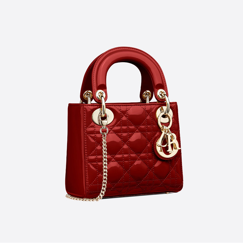 Mini Lady Dior Bag Patent Cannage Calfskin Red