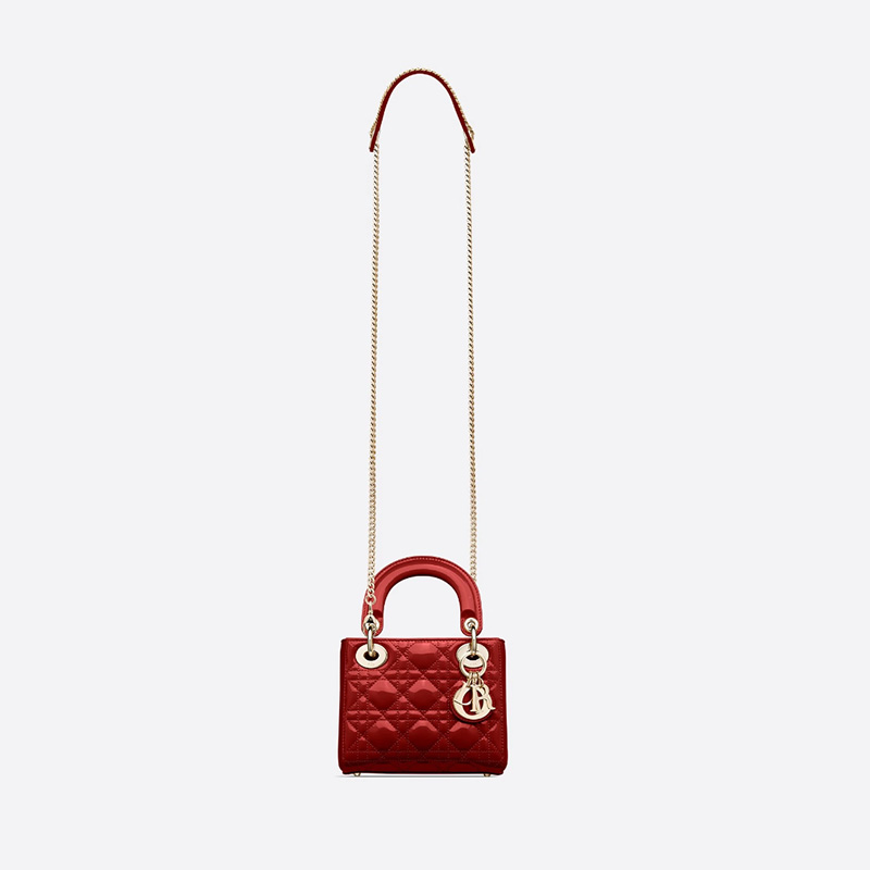 Mini Lady Dior Bag Patent Cannage Calfskin Red