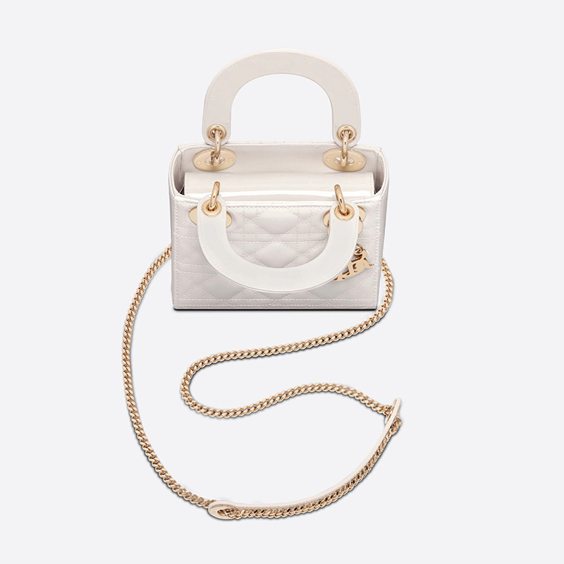 Mini Lady Dior Bag Patent Cannage Calfskin White
