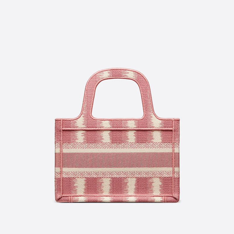 Mini Dior Book Tote D-Stripes Motif Canvas Pink