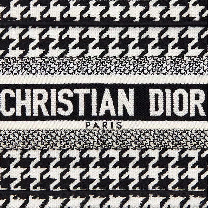 Mini Dior Book Tote Macro Houndstooth Motif Canvas Black