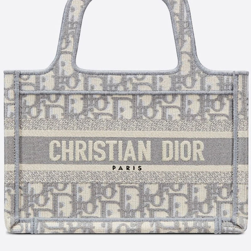 Mini Dior Book Tote Oblique Motif Canvas Grey