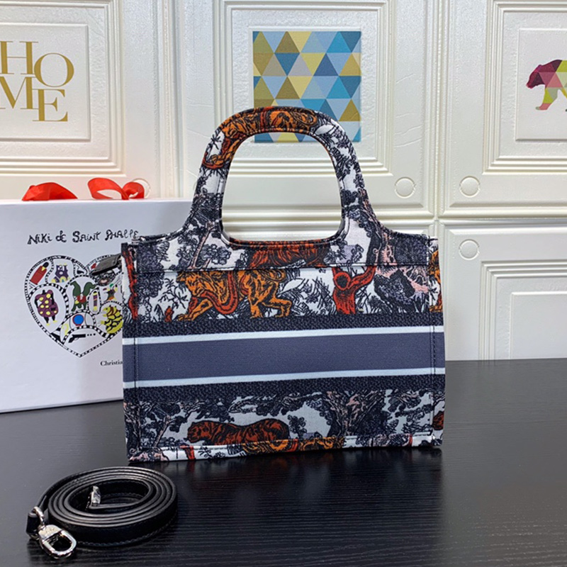 Mini Dior Book Tote Toile De Jouy Motif Canvas Tiger