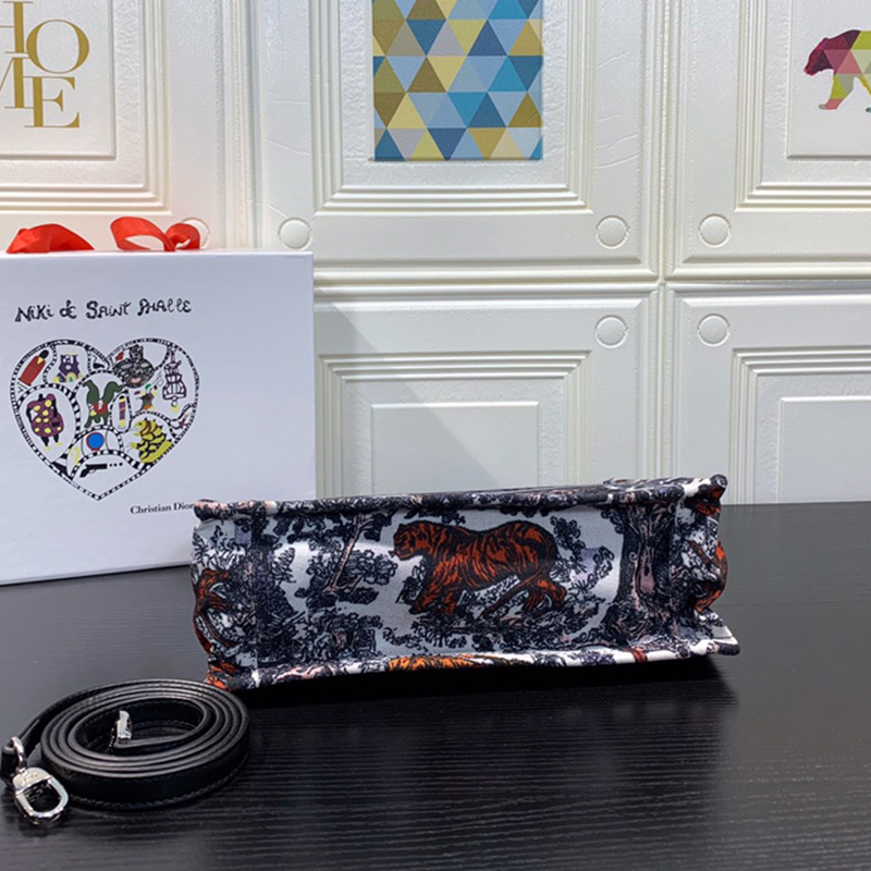 Mini Dior Book Tote Toile De Jouy Motif Canvas Tiger