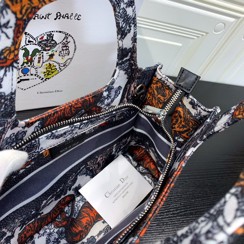 Mini Dior Book Tote Toile De Jouy Motif Canvas Tiger