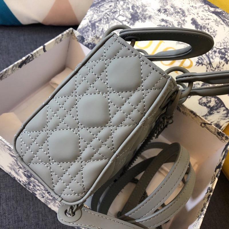 Mini Lady Dior Bag Ultramatte Calfskin Grey