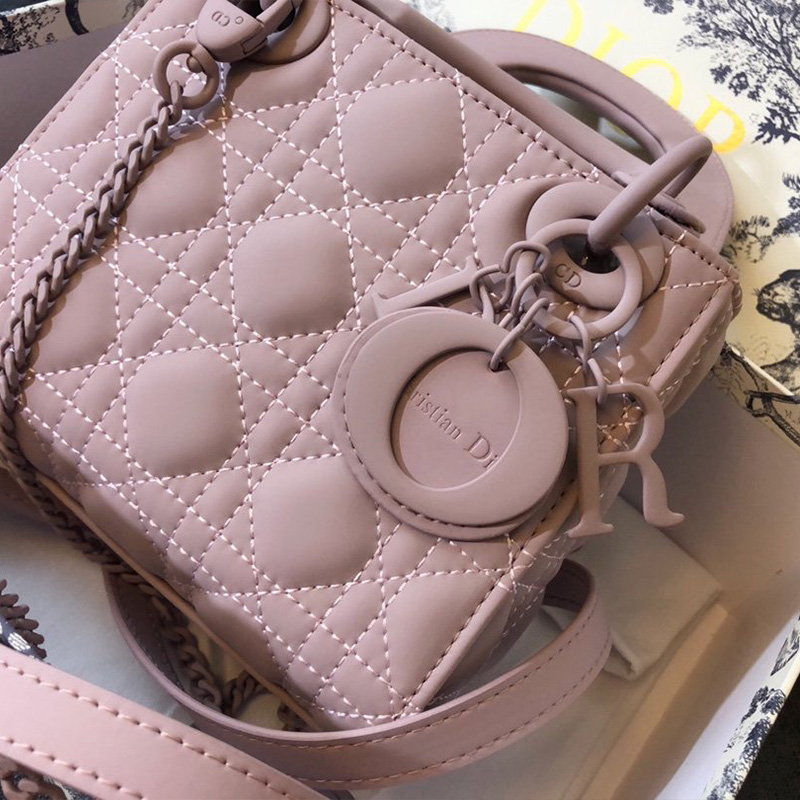 Mini Lady Dior Bag Ultramatte Calfskin Pink