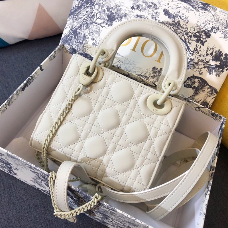 Mini Lady Dior Bag Ultramatte Calfskin White