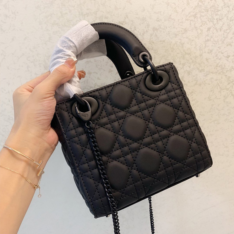 Mini Lady Dior Bag Ultramatte Cannage Calfskin Black