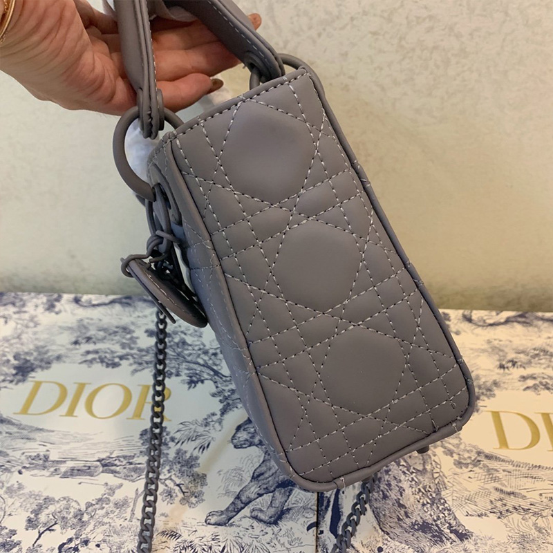 Mini Lady Dior Bag Ultramatte Cannage Calfskin Grey