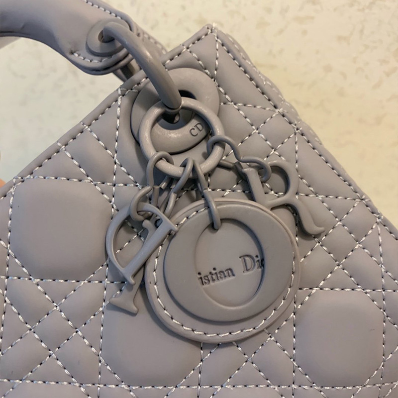 Mini Lady Dior Bag Ultramatte Cannage Calfskin Grey