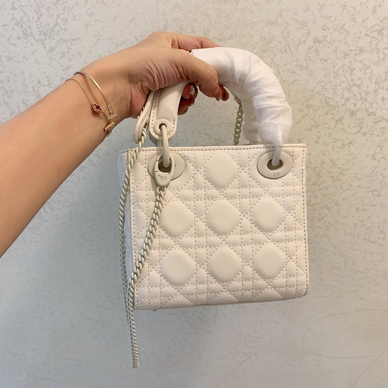 Mini Lady Dior Bag Ultramatte Cannage Calfskin White