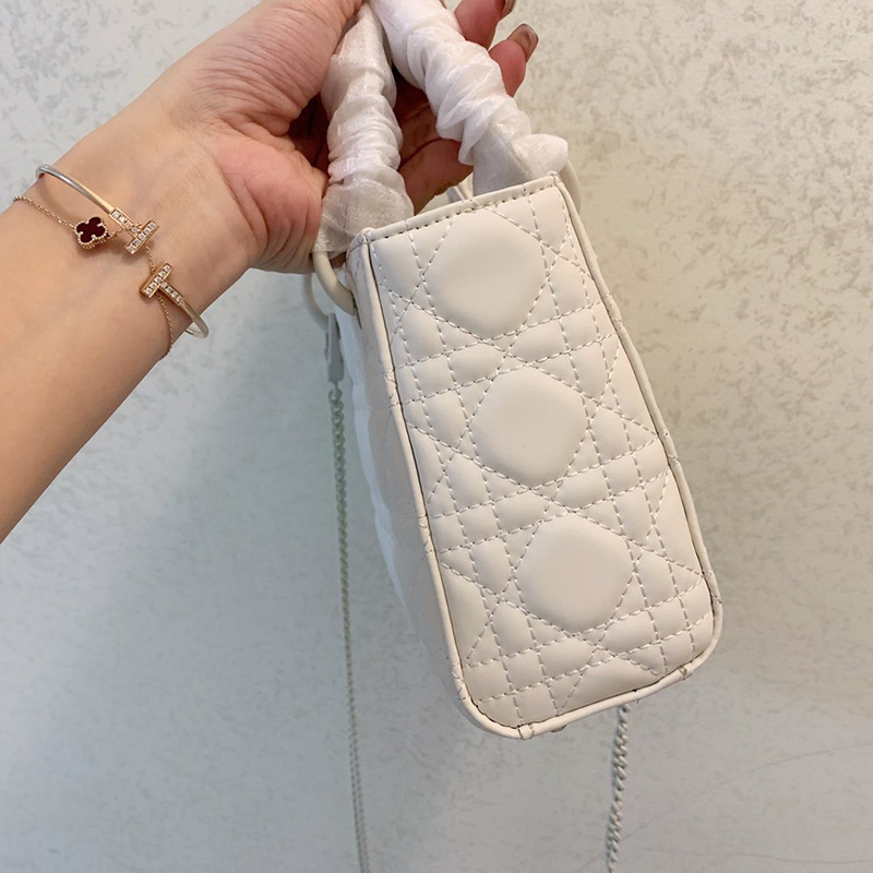 Mini Lady Dior Bag Ultramatte Cannage Calfskin White