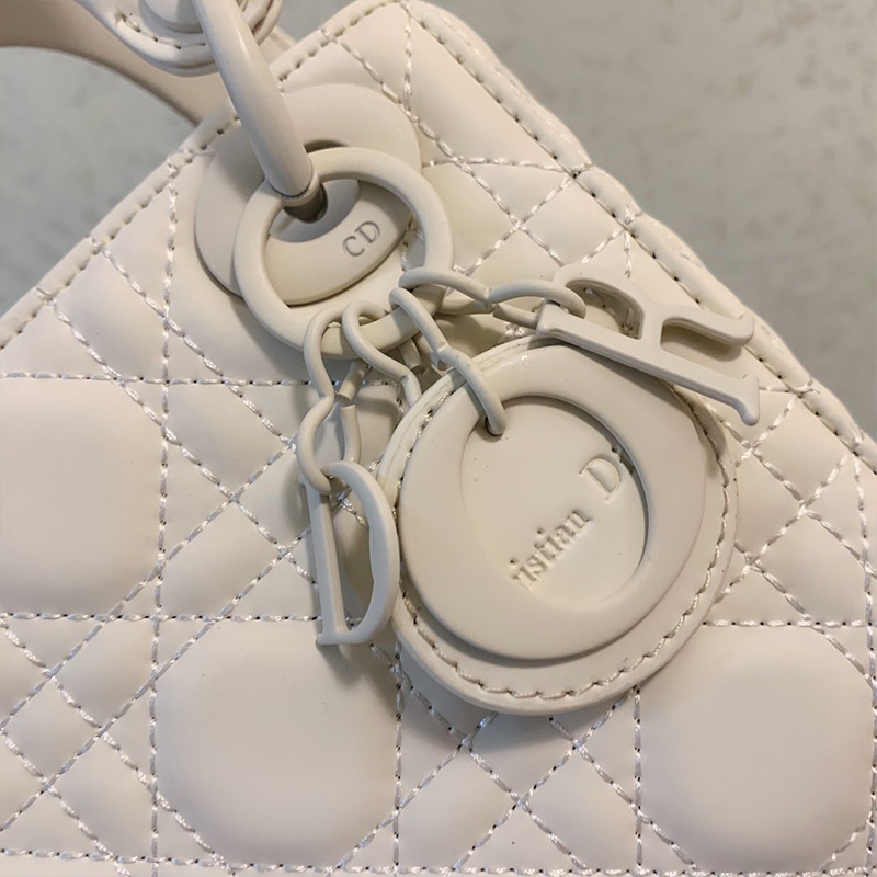 Mini Lady Dior Bag Ultramatte Cannage Calfskin White