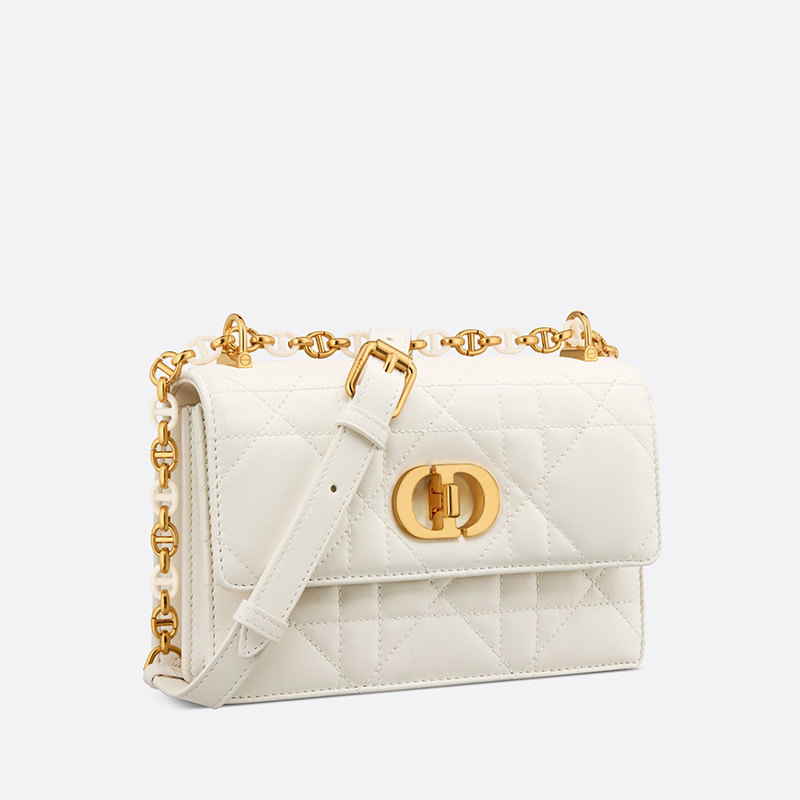 Mini Miss Caro Bag Macrocannage Lambskin White