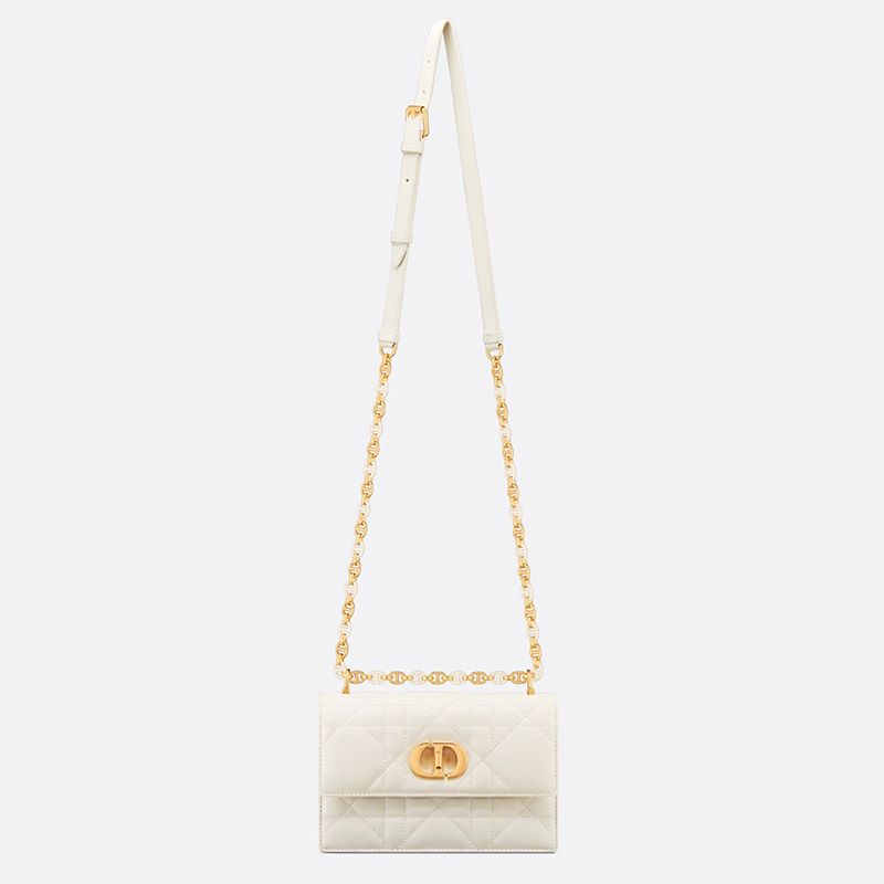 Mini Miss Caro Bag Macrocannage Lambskin White