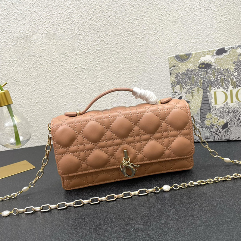 Mini Miss Dior Bag Cannage Lambskin Apricot