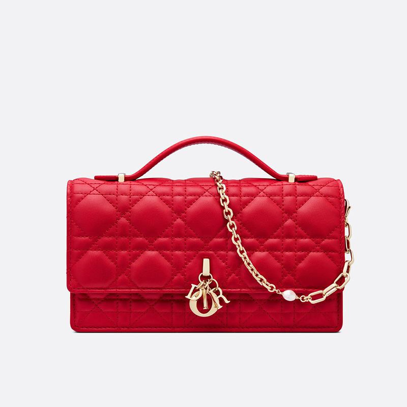 Mini Miss Dior Bag Cannage Lambskin Red