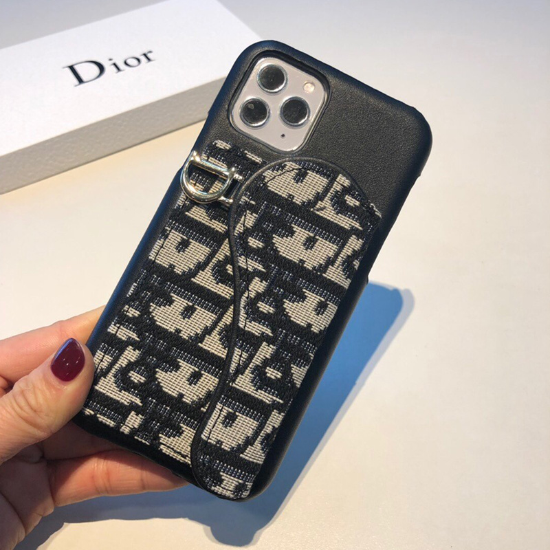 Dior Saddle iPhone Case Oblique Calfskin Black