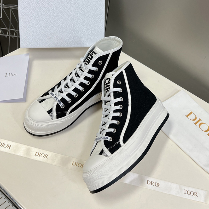 Walk'N'Dior High-Top Platform Sneakers Women Canvas Black